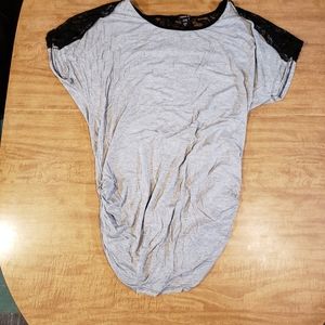 Torrid Ruched Sides Lace Inset Jersey Top